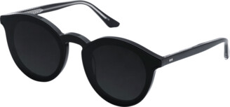 Krewe Collins Round Monochromatic Acetate Sunglasses w/ Nylon Overlay Lens
