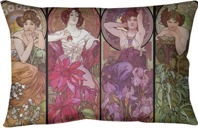 ArtVerse Alphonse Mucha Four Gemstones Lumbar Pillow