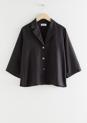 And other stories Silk Open Collar Boxy Shirt
