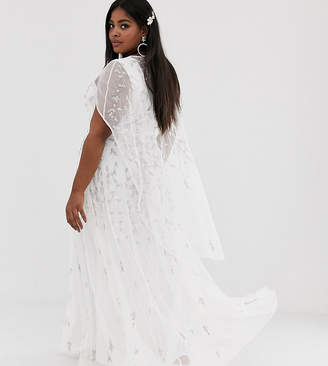 ASOS Edition EDITION Curve embellished cape wedding dress