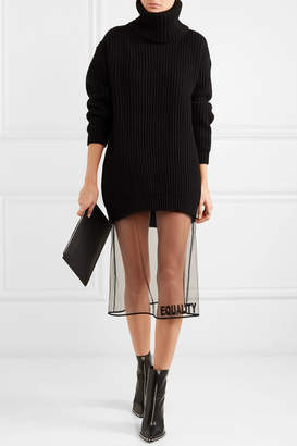 Versace Embroidered Tulle Midi Skirt - Black