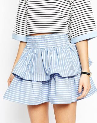 The Laden Showroom X ILOVEFRIDAY X I Love Friday Stripe Rara Mini Skirt