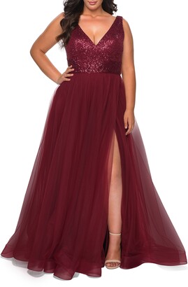 plus size red sequin gown