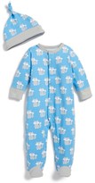 Thumbnail for your product : Offspring 'Fox' One-Piece & Hat (Baby Boys)