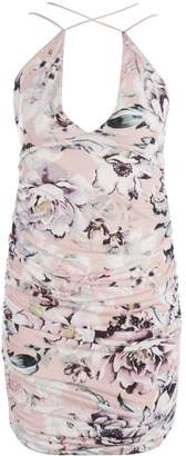 boohoo Bethany Strappy Floral Ruched Midi Dress