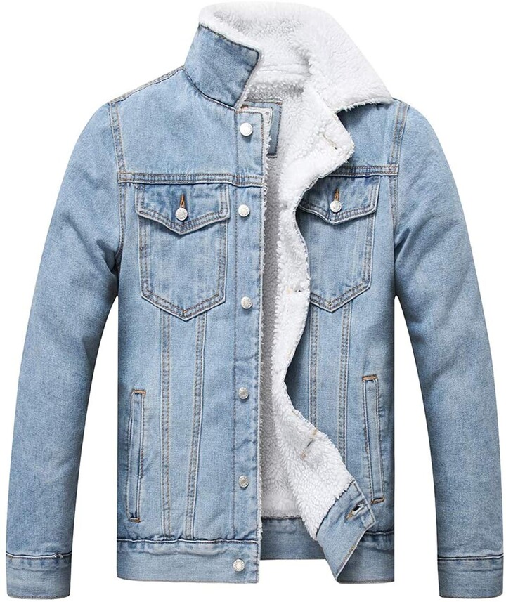 fleece lined denim jacket mens