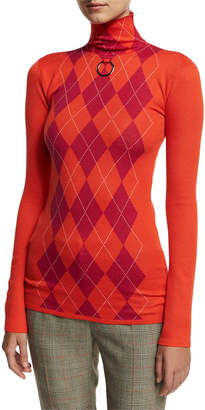 Stella McCartney Argyle Wool Turtleneck Sweater, Pink/Red
