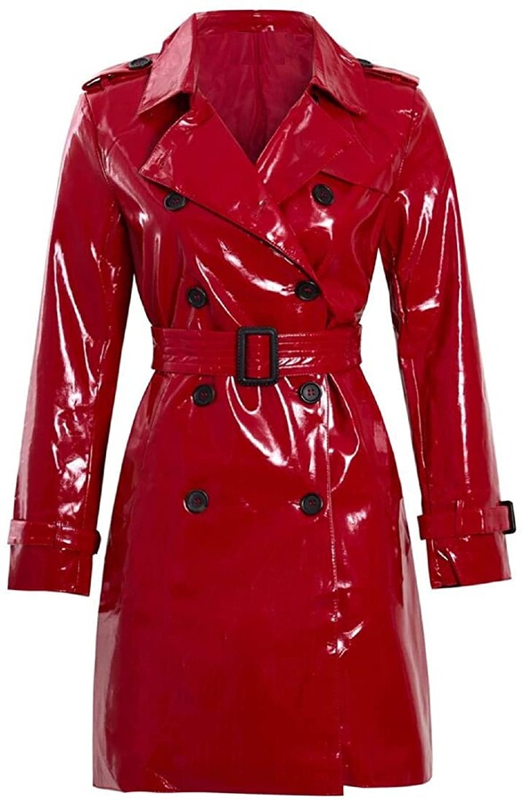 Hifacon Womens Fashion Outdoor Wet Look Clothing Trench Coat Raincoat ...