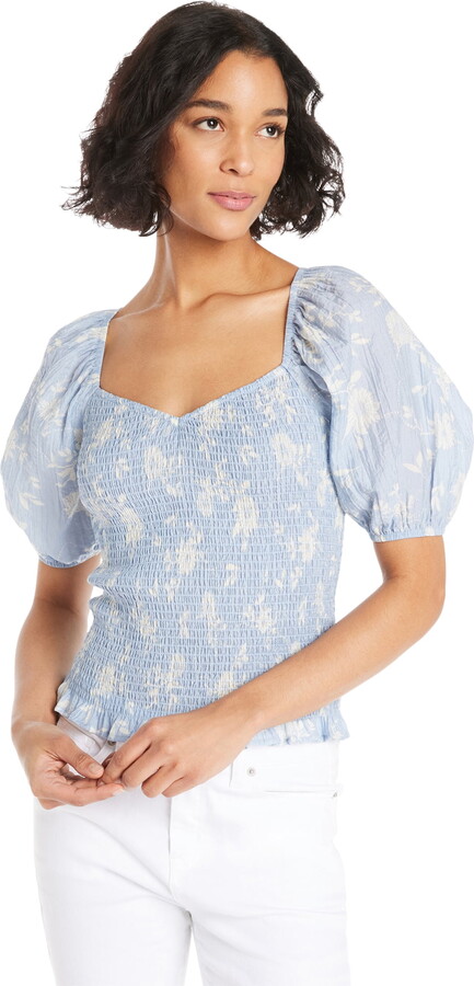 Self Esteem Juniors Smocked Top with Puff Sleeves, Sizes XS-XL