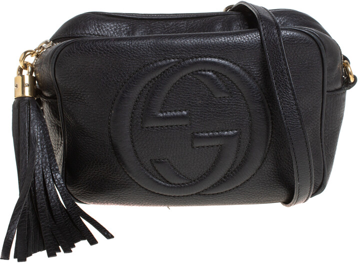 gucci black leather disco cross body bag