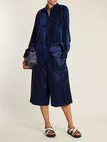 Thumbnail for your product : Sies Marjan Sies Marjan Wide Leg Cropped Satin Trousers - Womens - Navy