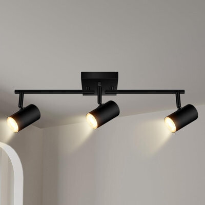IWDOO INC. 3 Light Track Lighting Fixtures Ceiling Black LED Track Lighting Kit Modern Kitchen Track Lights With Rotatable Light Heads No GU10 Bulb