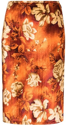 Kwaidan Editions Velvet Floral Print Midi Skirt