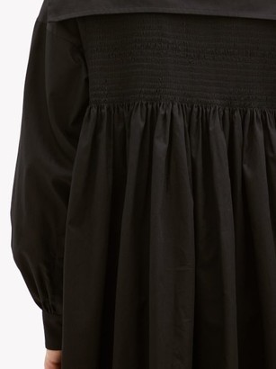 Molly Goddard Greta Shirred Cotton-gabardine Dress - Black