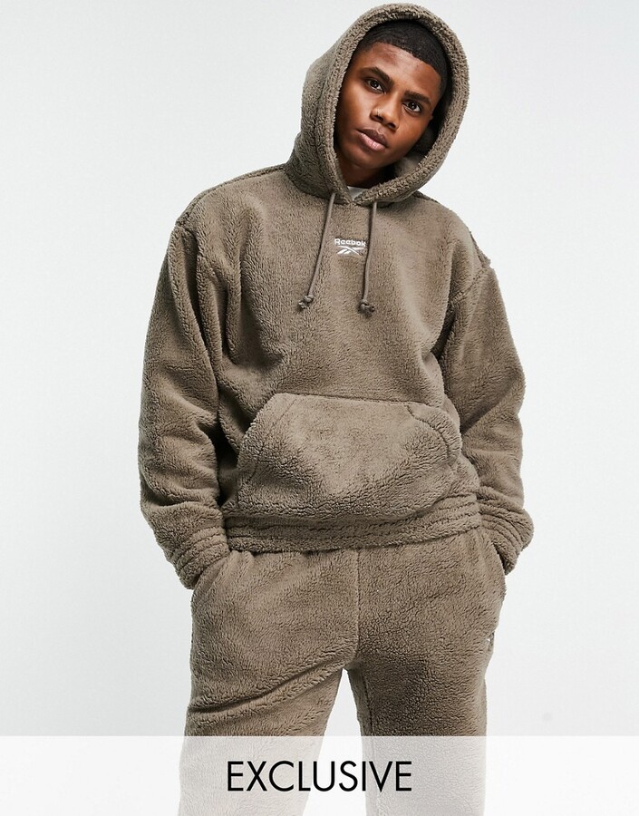 Reebok sherpa hoodie in taupe brown - Exclusive to ASOS - ShopStyle