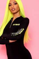 Thumbnail for your product : boohoo Woman Slinky Zip High Neck Bodycon Dress