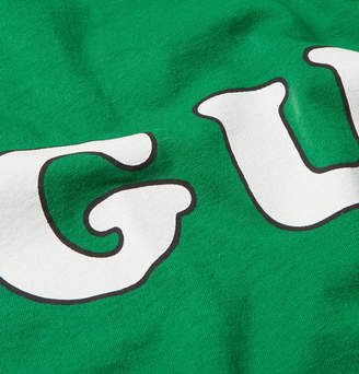 Gucci Distressed Logo-Print Cotton-Jersey T-Shirt - Men - Green