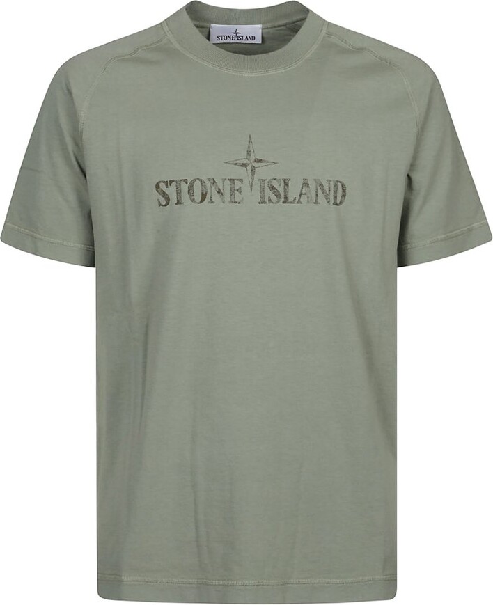 Stone Island Logo Printed Crewneck T-Shirt