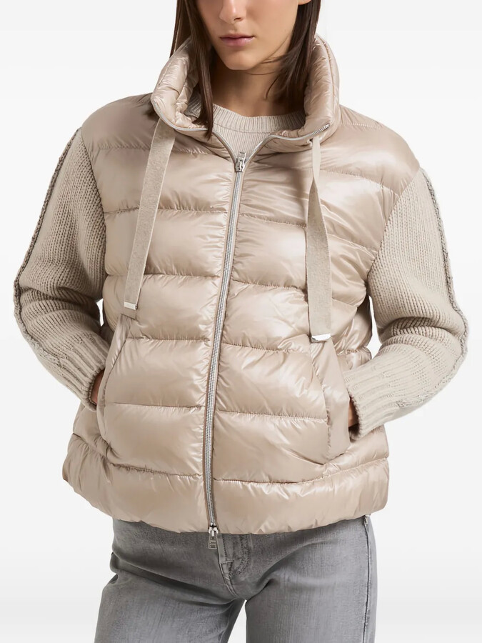 Herno Quilted Knitted-Sleeve Jacket