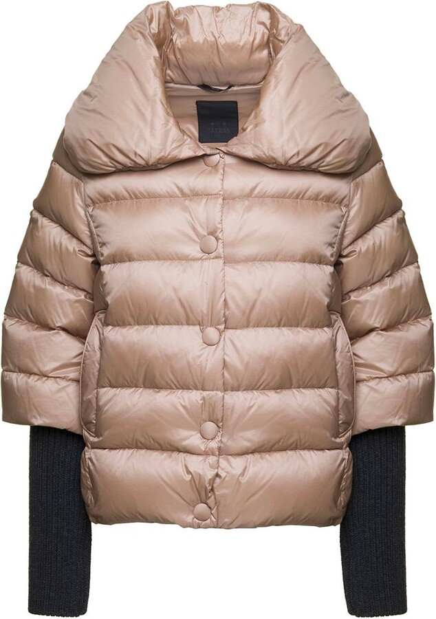 Tatras 'Colma' Light Pink Down Jacket with Oversize Collar in Ntlon