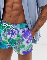 Thumbnail for your product : ASOS DESIGN swim shorts with purple tie dye in super short length
