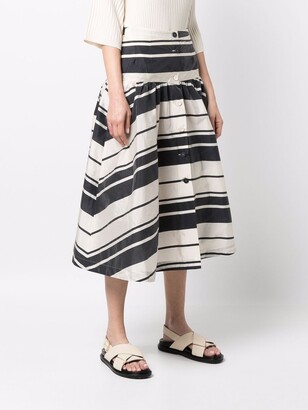 Sara Lanzi Horizontal-Stripe A-Line Skirt