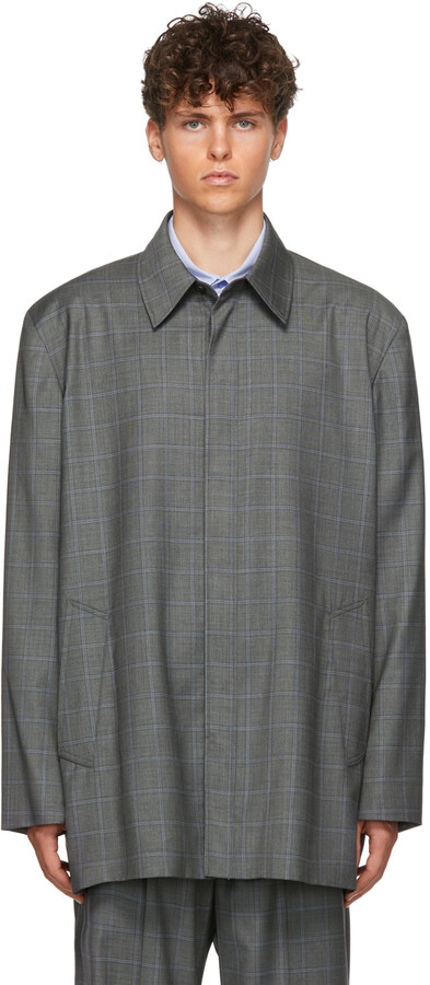 kold komedie Encommium Balenciaga Grey Check Tailored Jacket - ShopStyle