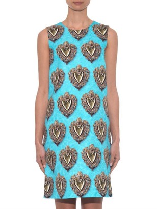 Dolce & Gabbana Heart-pendant print brocade dress