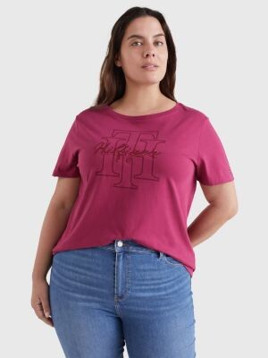 Tommy Hilfiger Curve Tonal Script Logo Organic Cotton T-Shirt