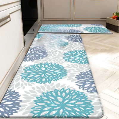 Teal Kitchen Mats Set Of 2 Cushioned Anti Fatigue Kitchen Rugs Non Slip Waterproof Runner Memory Foam Kitchen Floor Mat Comfort Standing Mat For Sink,