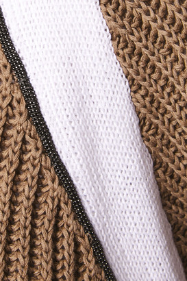 Brunello Cucinelli Bead-embellished Ribbed Cotton Cardigan