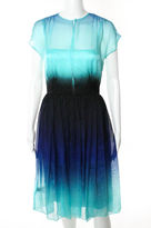 Thumbnail for your product : Jonathan Saunders NWT Aqua Blue Black Ombre Gathered Carlton Dress Sz 36 $1610
