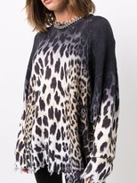 Thumbnail for your product : R 13 Leopard-Print Raw-Cut Sweatshirt