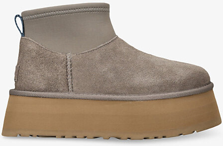 UGG Womens Taupe Classic Mini Dipper Suede Boots Eur 38/5 Uk Women