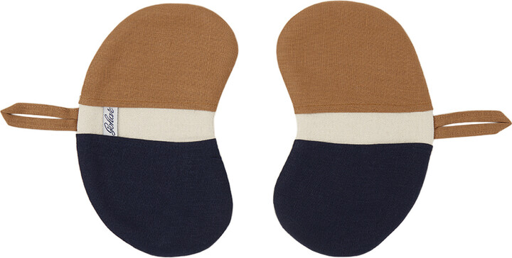 Gohar World Navy & Brown Bean Pot Mitts Set
