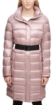 calvin klein belted puffer coat