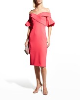 Thumbnail for your product : Jovani Off-Shoulder Puff-Sleeve Crepe Dress
