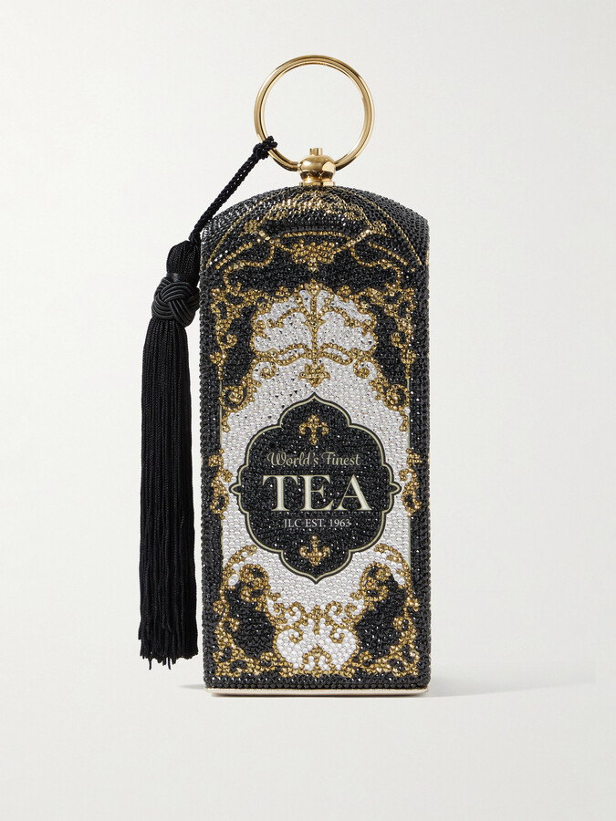 Judith Leiber Tea Crystal-embellished Gold-tone Clutch - Black