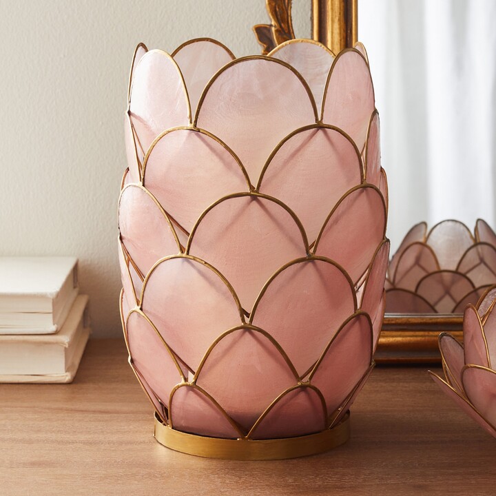 Dunelm Capiz Pink Hurricane 20cm Pink ShopStyle Candles
