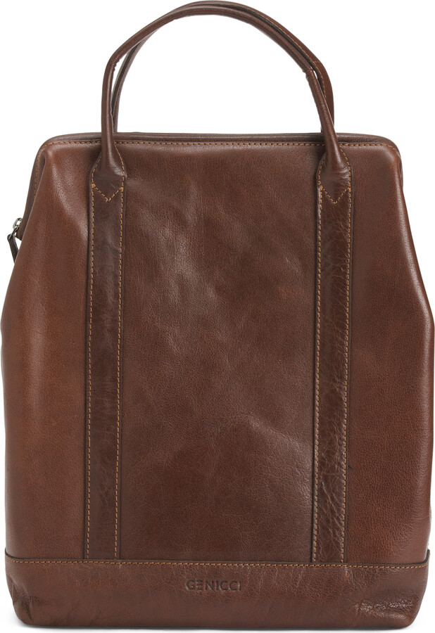 Genicci Leather North South Flap Backpack ShopStyle