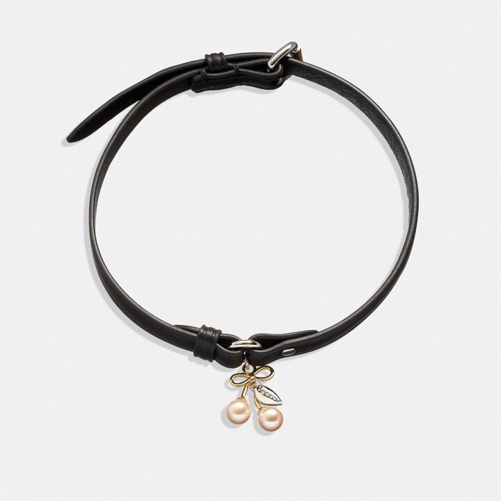 Coach Kisslock Cherry Leather Choker ShopStyle Necklaces