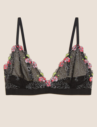 MARKS & SPENCER M&S BOUTIQUE FLORAL TATTOO EMBROIDERED EMBROIDERED PUSH UP BRA 