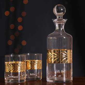 Dibor Gold Etched Brandy Decanter Gift For Him