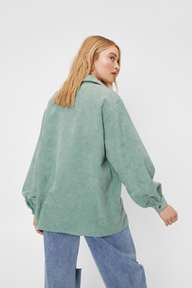 Nasty Gal Womens Oversized Corduroy Long Sleeve Shirt - Green - 6