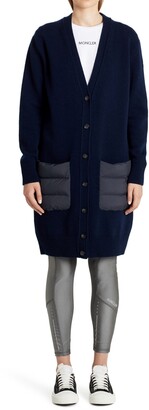 Moncler Quilted Down & Wool Long Cardigan