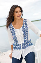 Thumbnail for your product : J. Jill Indigo vines embroidered top