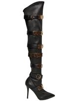 Thumbnail for your product : Moschino 105mm Logo Lettering Leather Boots