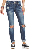 Thumbnail for your product : Dollhouse Juniors' Destroyed Dark Wash Skinny Jeans