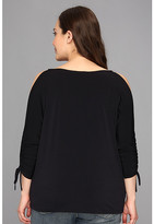 Thumbnail for your product : MICHAEL Michael Kors Size Cold Shoulder Ruched Top
