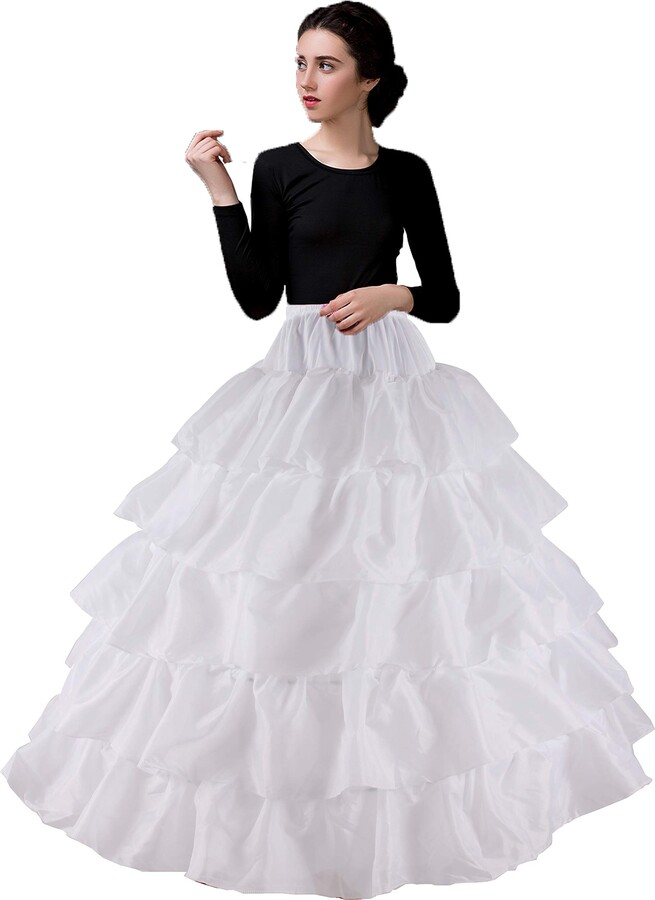 YULUOSHA Women's Crinoline Petticoat 4 Hoop Skirt 5 Ruffles Layers Ball Gown ... 